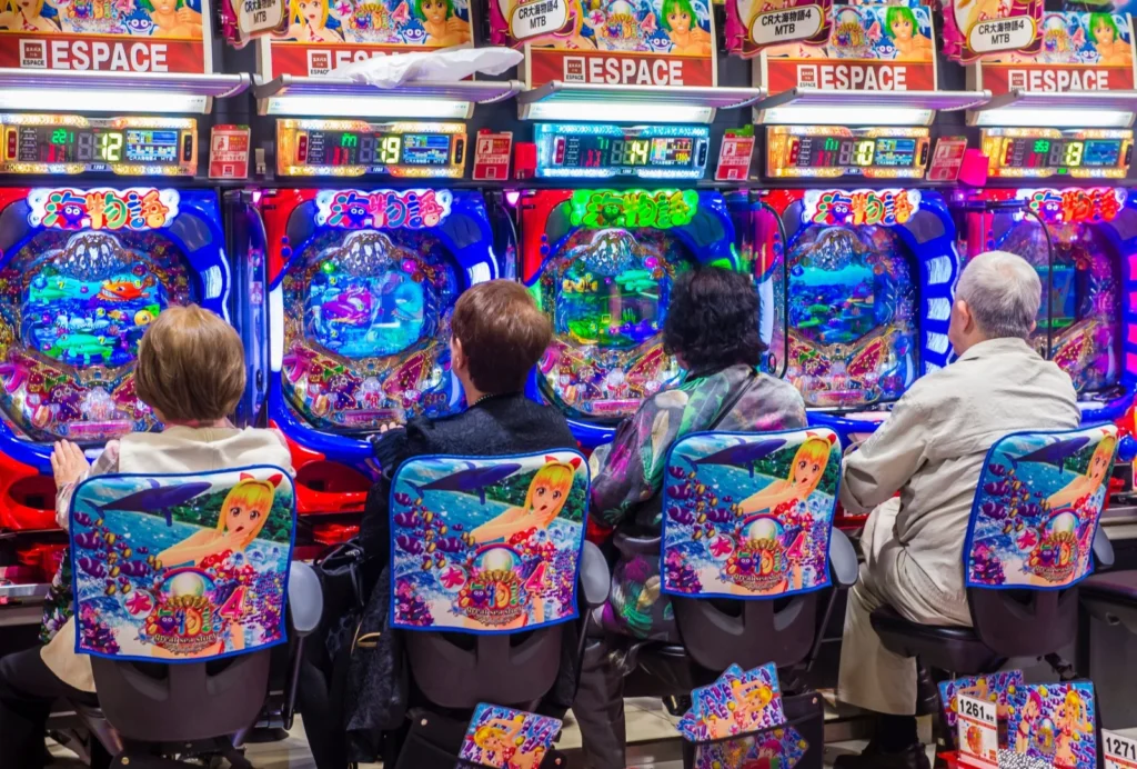 People playing Pachinko in Japan